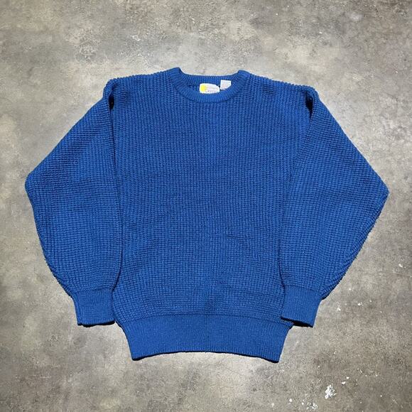 Vintage 90s Southern Classics Blue Ribbed Acrylic Sweater - Picture 1 of 3
